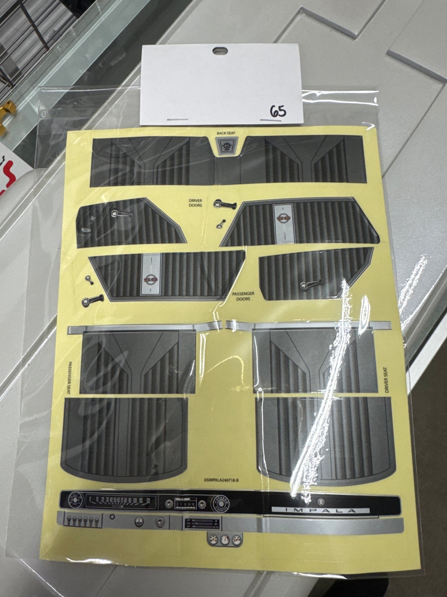 65 Impala factory interior stickers