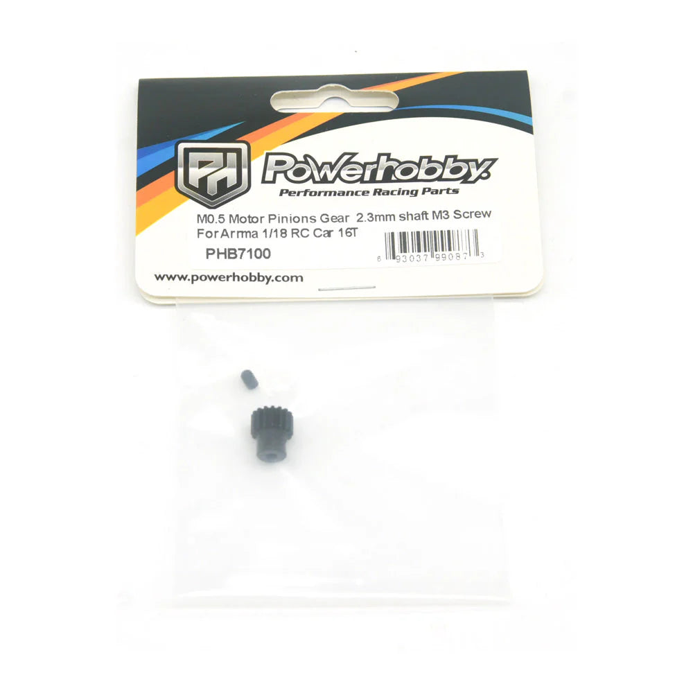 Powerhobby Mod 0.5 2.3mm Bore 16T Pinion Gear Fits Arrma Grom PHB7100