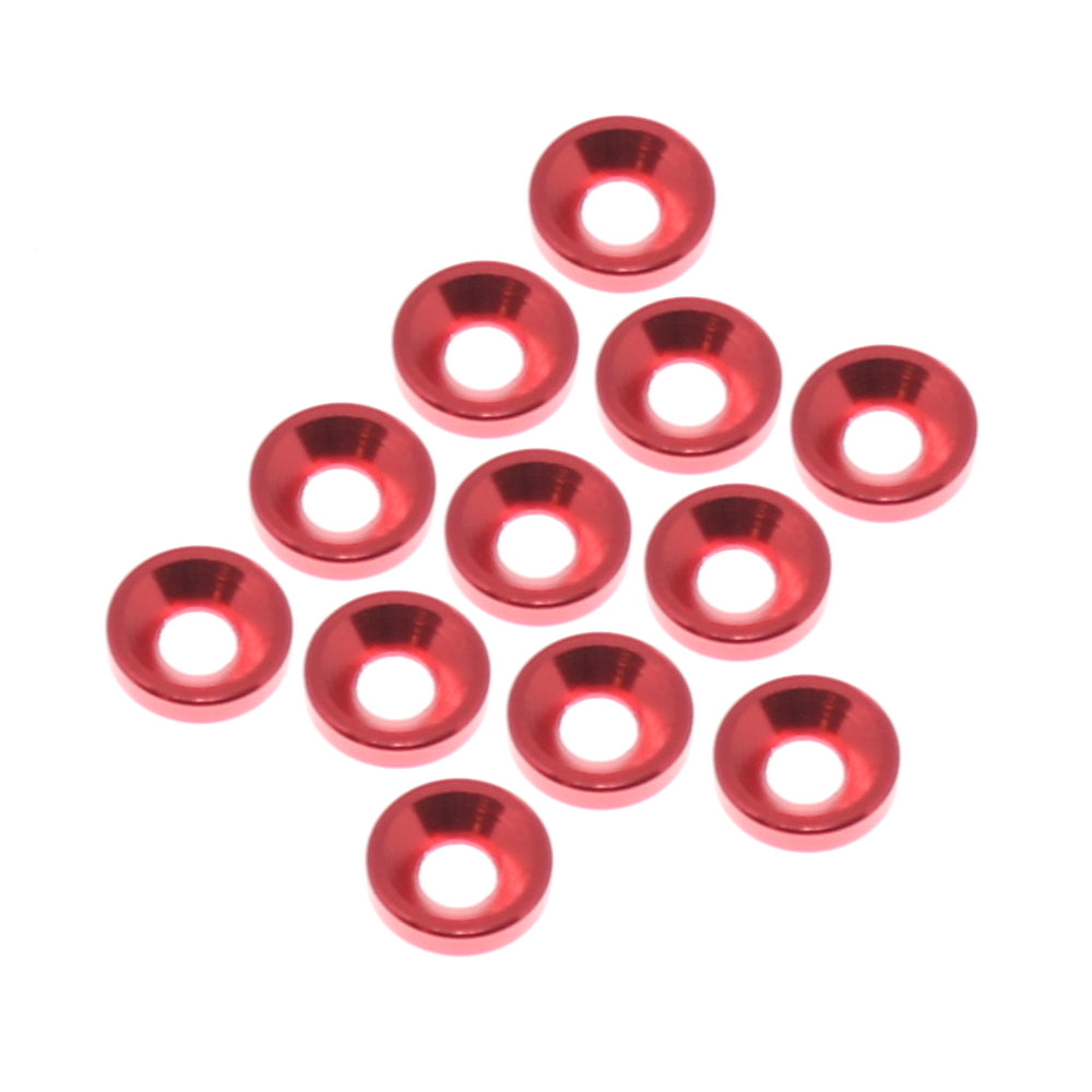 3mm Countersunk Washer (Aluminum)(Red)(12pcs)