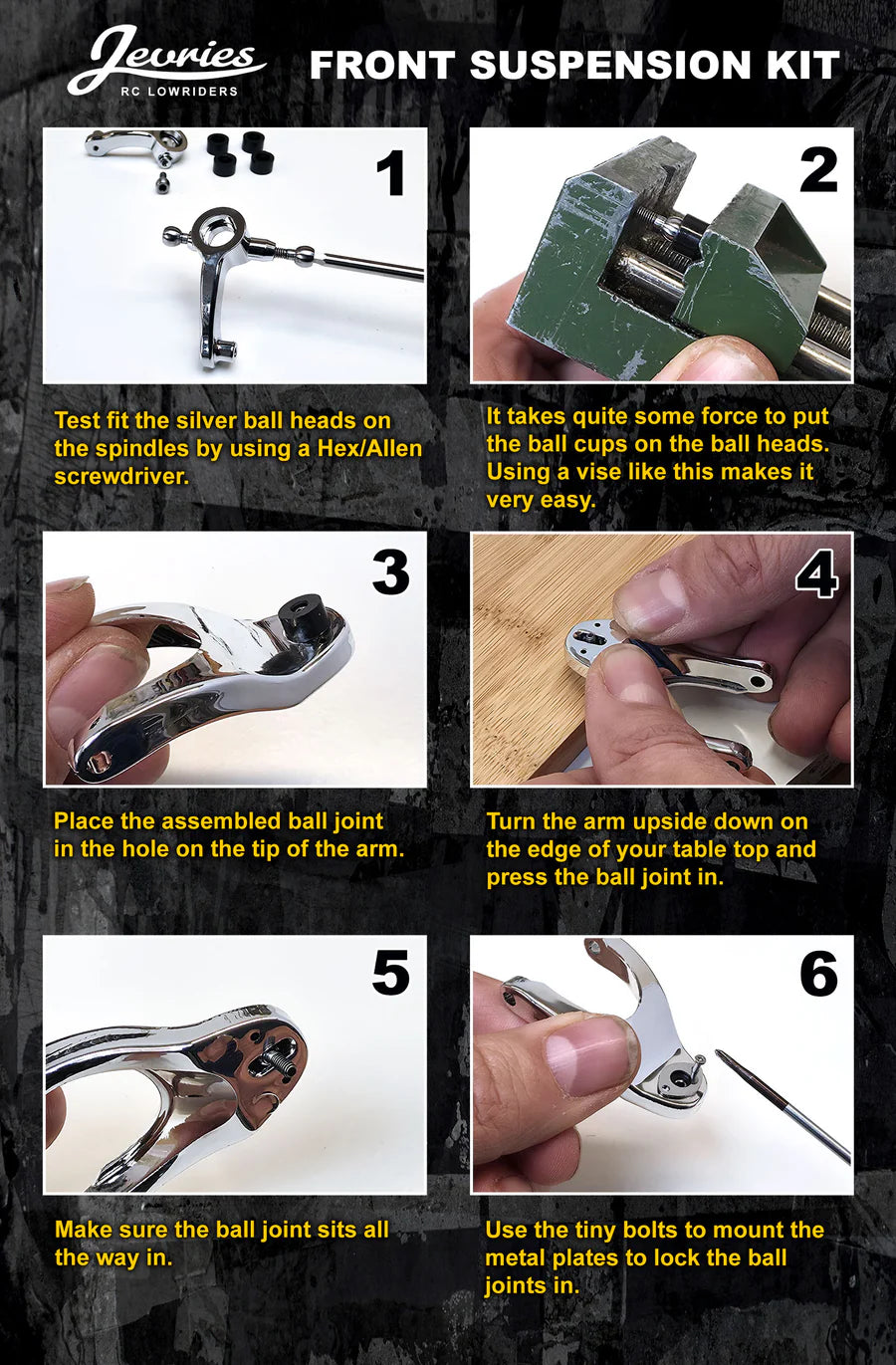 Jevries Chrome Front Suspension Kit Redcat Impala & LRH285 Chassis