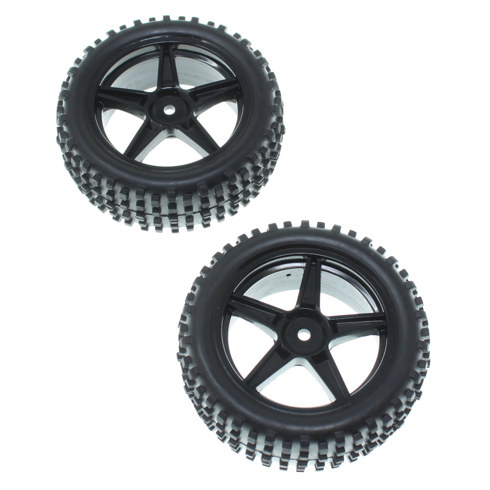 Pre-Mounted 1/10th Buggy Front Tires and Wheels (Black)(1pr)